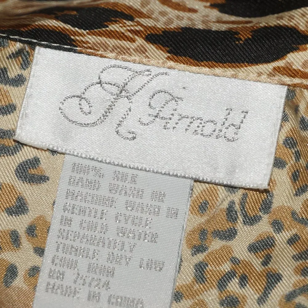 Vintage 90s Silk Animal Print Top - Picture 6 of 9